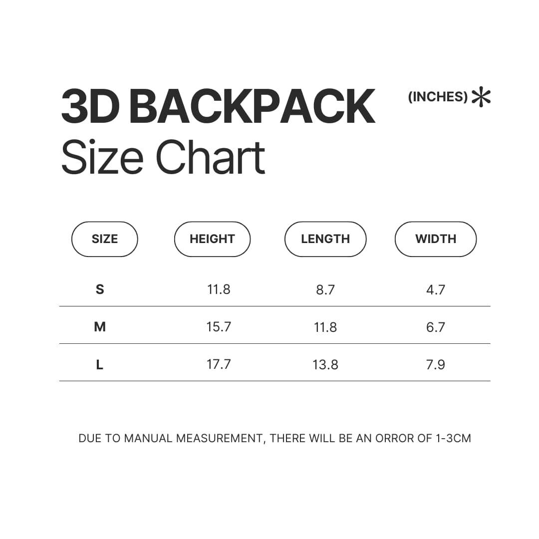 3D Backpack Size Chart - Creed Band Store