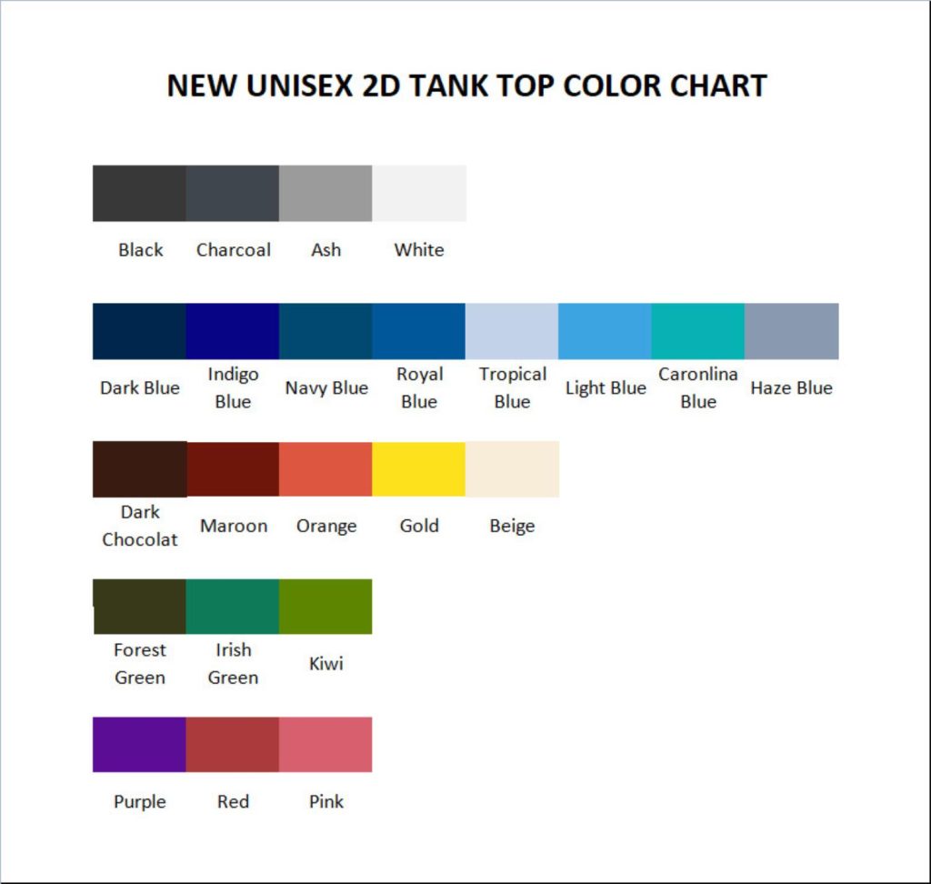 tank top color chart - Creed Band Store